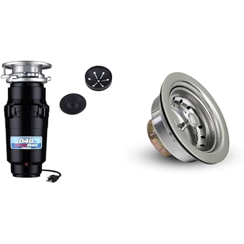 Waste Maid 10-US-WM-048-3B Garbage Disposal Anti-Jam Stainless Steel Food Waste Grinding System & Highcraft 7511 Kitchen Sink (3-1/2'' Inch) Stainless Steel Drain Assembly With Strainer Basket Cover