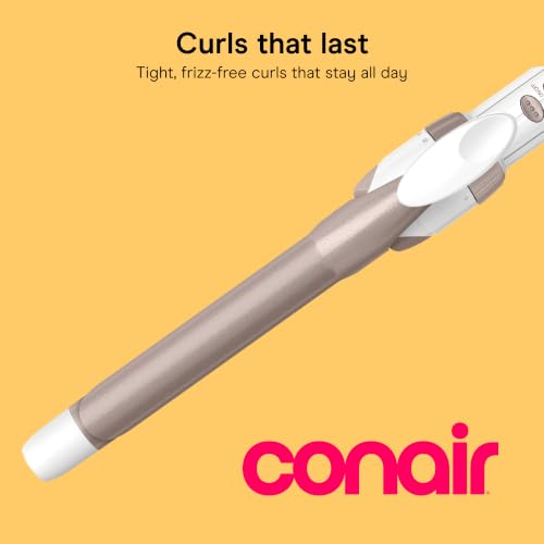Image of Conair Double Ceramic -Inch Curling Iron | 30 Heat Settings & Turbo Boost for All Hair Types, for Tight Frizz Free Curls, Rose Gold /White, CD700L