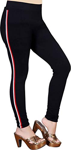 lady willington Gym wear Leggings Ankle Length Free Size Workout Trousers | Stretchable Striped Jeggings | Yoga Track Pants for Girls & Women (Black)-picture-39
