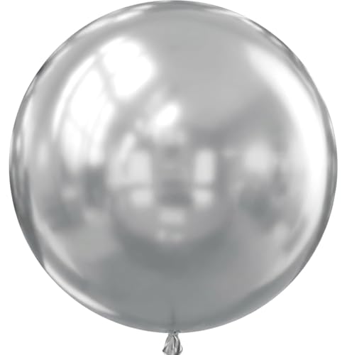 Image of 36 Inch Metallic Silver Balloons, 9Pcs Giant Silver Balloons Jumbo Large Thick Big Latex Balloons for Birthday Baby Shower Wedding Anniversary Graduation Photo Shoot New Year Party Decorations