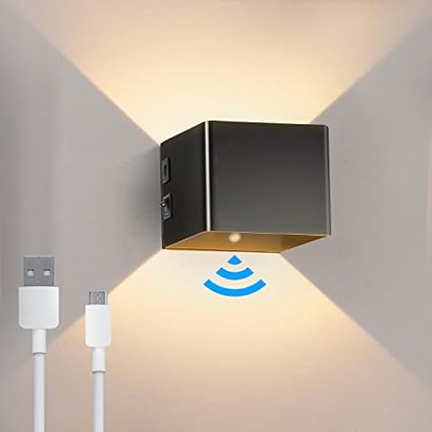 Kinamy Wandleuchte Innen,Wandleuchte mit Bewegungsmelder Innen,Wandlampe mit Schalter,LED Wandleuchte Batteriebetrieben,USB Aufladbare Wandbeleuchtung Cover