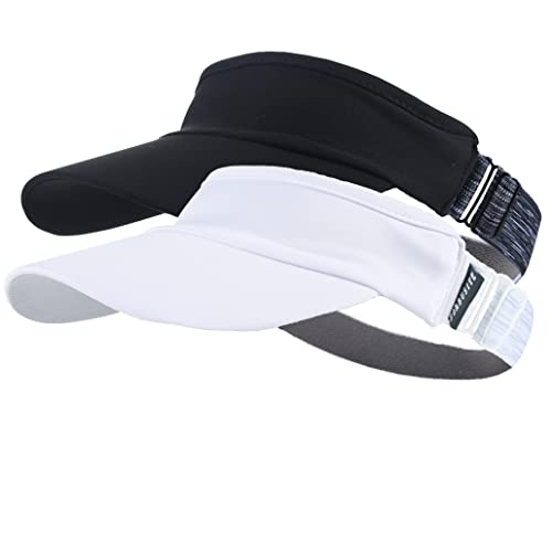 Visera deportiva para mujer, para correr, tenis, golf, ajustable y plegable, 2 unidades-negro/blanco, Talla única Cover