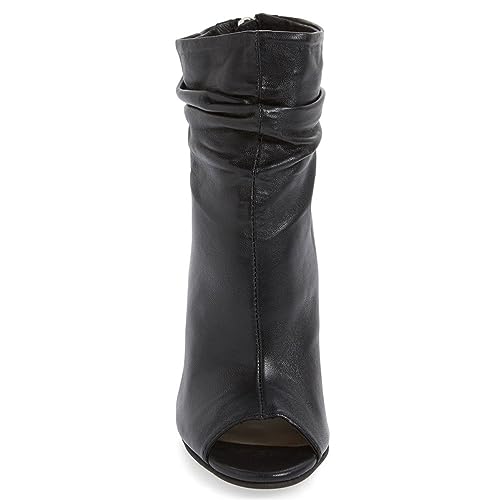 FSJ Women Stylish Peep Toe Slouch Ankle Boots Chunky Stacked Heels Party Prom Nightclub Evening Wedding Crystal Heel Dress Shoes Size 4-15 US3