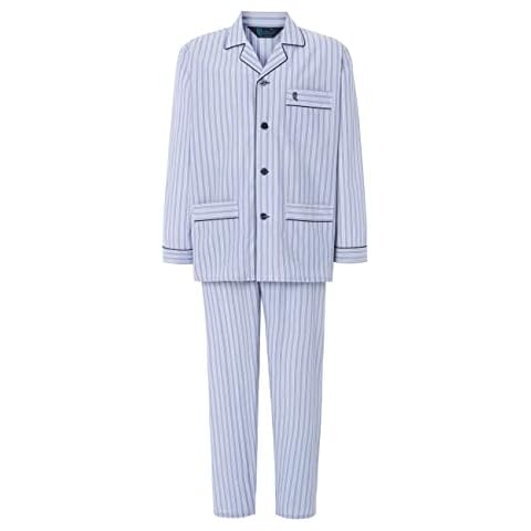 El Búho Nocturno - Pijama Hombre Largo Solapa Popelín Rayas Gris Cover