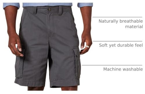 Image of Amazon Essentials Men's 10 inch Classic-Fit Cotton Cargo Shorts with Pockets, Zip Fly, Button Waist (Available in Big & Tall)