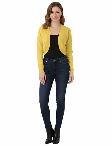 Image of Allsense Women's 3 /4 Sleeve Bolero Shrug for Dresses | Open Front Cropped Cardigan, Lightweight Knit Dress Cover Up