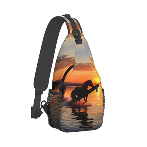 Mochila bandolera negra para senderismo y viaje miniatura 1