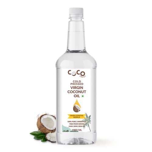 Image of COCO CRUSH Cold Pressed Coconut Oil for Hair and Skin | 100% Pure Virgin Oil | Moisturizing and Nourishing | Natural After Bath Care (1000 ml)