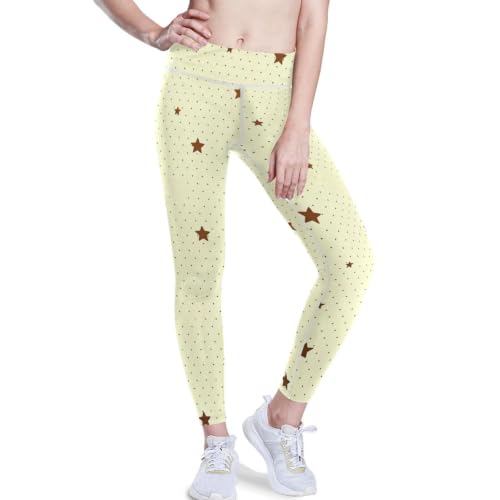 Leggings de yoga para mujer con tejido premium suave de cintura alta y estampado de estrellas