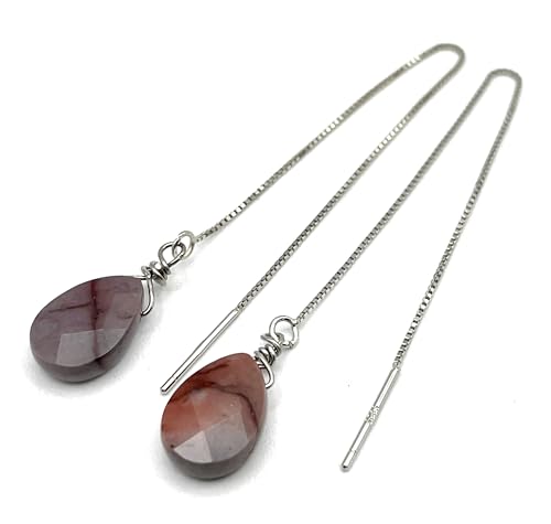 Boucles d'oreilles mookaite en argent 925, bijoux de créateur faits main - 6
