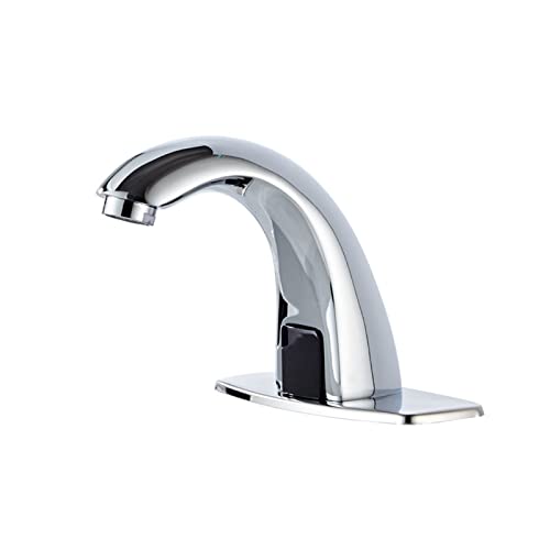 Robinet sans contact chrome anti-gaspillage avec mitigeur à capteur automatique pour salle de bain