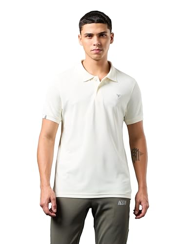 Image of TECHNOSPORT Men's Solid Slim Fit Polo Collar T-Shirt MATPIQ Half Sleeve Button Polyester for Gym Running Workout UPF50+ Anti Odour