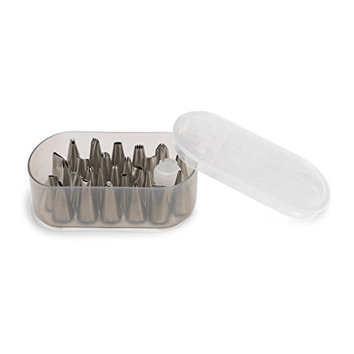 Patisse Set of 27 Decorating Stainless Steel Icing Tips with Coupler, Comes in Handy Storage Box, 27, Metallic