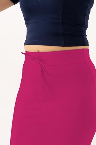 Image of DESI GIRL Cotton Lycra Stretchable Saree Shapewear Petticoat with Drawstring for Women | Fishcut Saree Petticoat with Side Slit for Easy Movement | Saree Shaper | Long inskirt