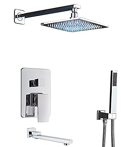 Mitigeur de douche à effet pluie LED et robinet de baignoire encastré