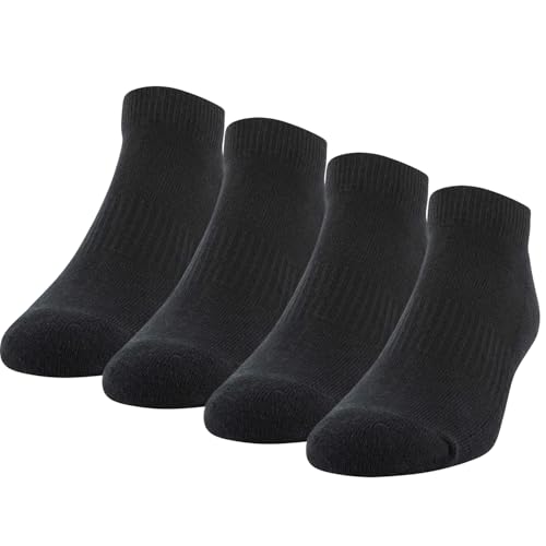 ENCIGER® Men’s Ankle Socks 4 Pairs - Low Cut Cotton & Spandex Cushioned Breathable Socks (Size 10 to 13, 4 Black)