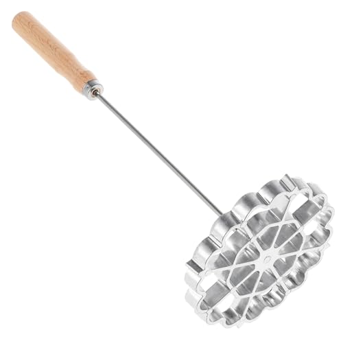 WEKADRIN Cuillère à Frire Antiadhésive Petite Manche En Bois, Cuillère Cuisine En Acier Inoxydable Pour Friture Maison, Accessoire Cuisine Polyvalent Pour Snacks Et Galettes