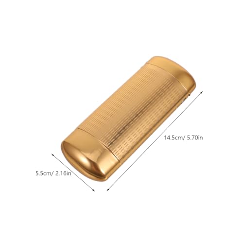 Image of TENDYCOCO Portable Aluminum Hard Shell Glasses Case - Lightweight Golden Eyeglass Holder with Dual-End Closure for Sunglasses, Eyewear, Travel, and Daily Use
