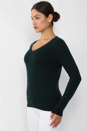 Image of JENNIE LIU Women's 100% Pure Cashmere Long Sleeve Pullover V Neck Sweater