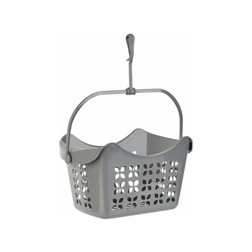 Panier à pinces à linge en polypropylène avec crochets de suspension Gris 23 x 15 x 13 cm