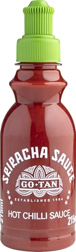 Go-Tan, Salsa Sriracha, Condimento de Chile Picante, 54 por ciento Chile Rojo, Sabor Picante, 215 ml