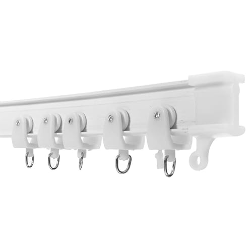 Riel Cortina Techo,Rieles para Cortinas de Techo Riel de cortina de 2 m, de plástico, flexible, for montaje en techo, curvado, recto, deslizante, for ventanas, kit de accesorios flexibles for decoraci