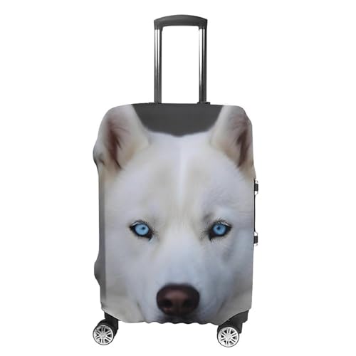 Blue Eyed White Husky Luggage Cover, Washable Elastic Suitcase Cover Protector Fit 18-32 Inch Luggage