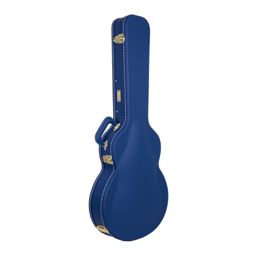 Crossrock Wooden Electric Guitar Case for 335 Style Semi-Hollow | Vibrant Blue Faux Leather, Beige Plush Interior, Lock – Designer Series(CRW520SAVB)