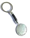 Hecho a mano Llavero dia de la madre personalizado cuero trenzado y zamak bañado en plata. Regalo para Papá, mamá, día de los enamorados o cumpleaños. Llavero hombre mujer. Llavero para regalar. (Negro)