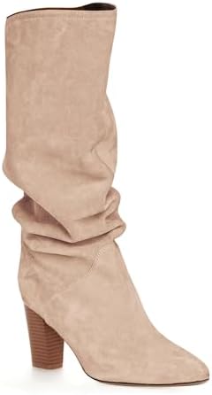 Coutgo Womens Slouchy Knee High Boots Wide Calf Kitten Heel Point...