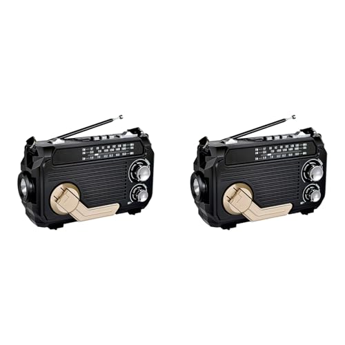 Iyalezirk 2 x Radio a manovella Produzione Energia Carica Solare Scheda Bluetooth a Tre Bande MP3 Multifunzione Radio