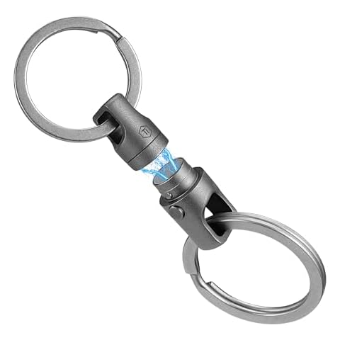 KeyUnity KA45 Titanium Quick Release Keychain, Magnetic Keychain For Car Keys-360 ° Rotatable Cover