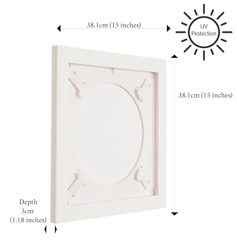 Art Vinyl Play & Display 12″ Vinyl Record Frame – UV-Resistant Wall-Mount LP Frame, Front-Loading Record Holder & Album Cover Display, White