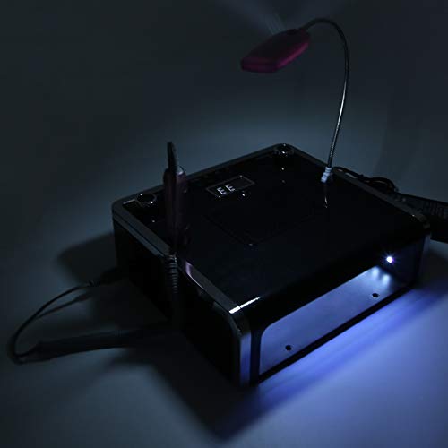 ANGGREK 4 in 1 Nail File Drill Nail Suction Dust Collector Gel Nail Curing Lamp LED Desk Lamp Nail Dryer Light Nail Grinding Machine for Acrylic Gel Nails 108W (Black)