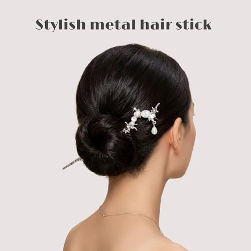 Image of INHEAVEN Metal Hair Sticks for girl Vintage Hair Chopsticks for Women Minimalism Irregular Curve Hair Sticks for Buns Chinese Hair fork for Women (stick 04)