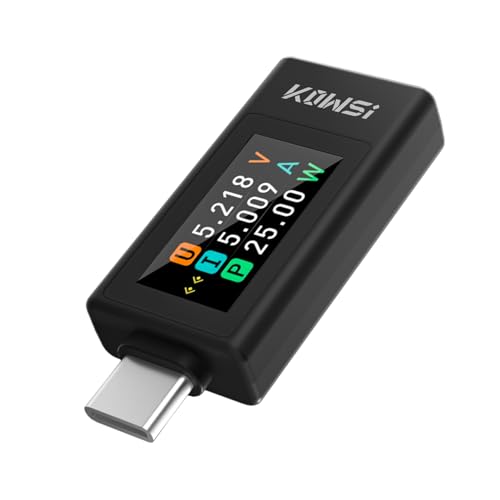 Image of USB C Tester Power Meter, 4-30V 0-12A Type-C Tester Digital Multimeter, Voltage and Current Tester Meter Voltmeter, Power Bank Capacity USB Cable Charger Detector (KWS-1902L)