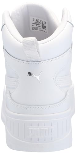 PUMA Tênis feminino Karmen Ii Idol Mid, Puma branco-puma branco-puma prata, 39