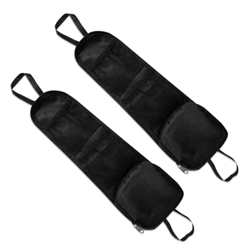 Image of 2PCS Car Seat Storage Hanging Bag, Car Seat Side Organizer, Multifunctional Cars Mesh Net Pocket, Multi-Pocket Seats Side Storage Interior Accessories Universal for Cars SUV (Black, 2PCS)