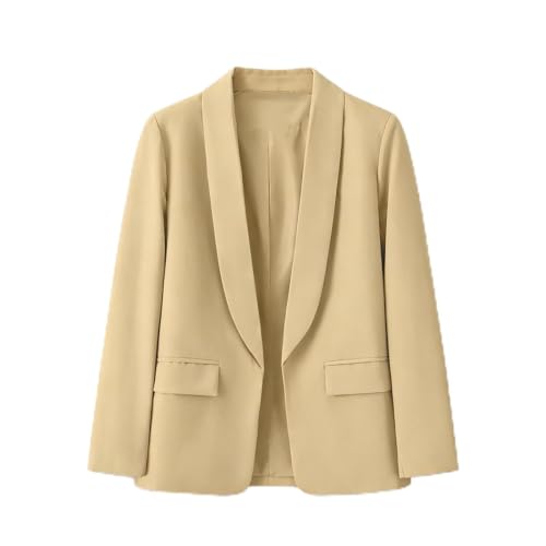 Generisch Blazer largo casual para mujer, chaqueta frontal abierta, chaquetas de oficina con mangas 3/4 con volantes, cárdigan de color rosa, abrigo de chaqueta forrada, ropa exterior informal con