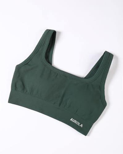 Image of AUROLA Power Womens Square Back Basic Sports Bra - Square Neck Padded Low Impact Yoga Bra Workout Crop Top