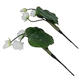 QUMIIRITY 2 Piezas Silk Lotus Artificial para Decoración de Hogar y Tiendas Adorno de Flor Falsa de Blanca Material Seguro y Duradero para Escritorio Sala y Fiesta