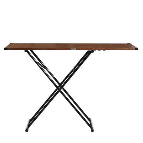 Image of FLIPZON Premium Foldable Ironing Cum Multi-Purpose Table with Heavy-Duty Metal Frame | Smart Space-Saving Laptop, Study & Utility Desk (Walnut)