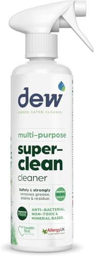 Dew Superclean All-Purpose Cleaner – Allergy UK Certified, Non-Toxic Multi-Surface Cleaner & Degreaser – Vegan, Cruelty-Free, Refillable – Also 99.9% Effective Against Bacteria – Made in UK Dew Superclean All-Purpose Cleaner – Allergy UK Certified, Non-Toxic Multi-Surface Cleaner & Degreaser – Vegan, Cruelty-Free, Refillable – Also 99.9% Effective Against Bacteria – Made in UK