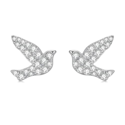 Boucles d'oreilles oiseau en argent 925 pour femme chic