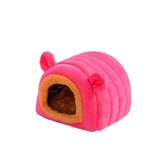 小動物 寝床 ハムスター 小屋 ハリネズミ モルモット 冬 防寒 暖かい すのこ 寝窩 フリース 素材 防水 底付き(Pink)