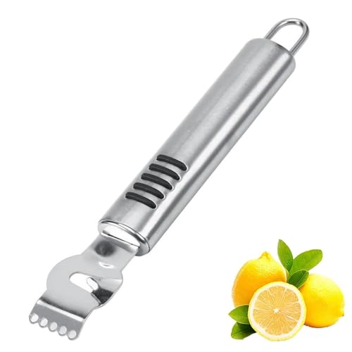 Lemon Stainless Steel Zester，Lemon Zester Peeler， Kitchen Peeler Tool for Cocktails Lime Oranges Kitchen Gadgets (Silver)
