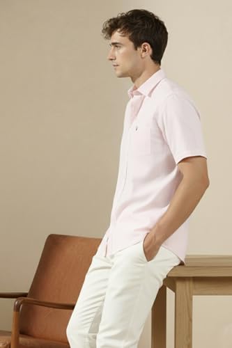 Image of Allen Solly Men's Linen Casual Shirt | Solid | Half Sleeve | Breathable Premium Linen | Summer & Vacation Wear
