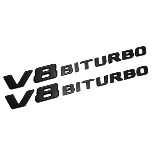 Image of 2PCS 2017+ V8 Biturbo Left & Right Side Decal Badge Sticker Emblem (Matte Black)