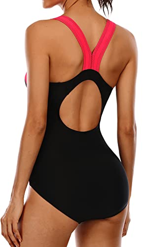 Image of beautyin Women's Colorblock Slimming One Piece Swimsuit Cross Back Bathing Suit