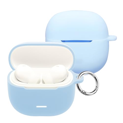 Rojeuinn Cover per Xiaomi Redmi Buds 8 Lite custodie,Protettiva in Silicone con Moschettone,Ultra Sottile Antiurto Anti-Graffio Flessibile Case - Cielo blu